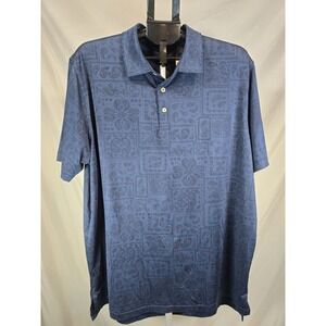 Peter Millar Summer Confort Golf Polo Men's Paisley Performance Jersey  Navy  XL